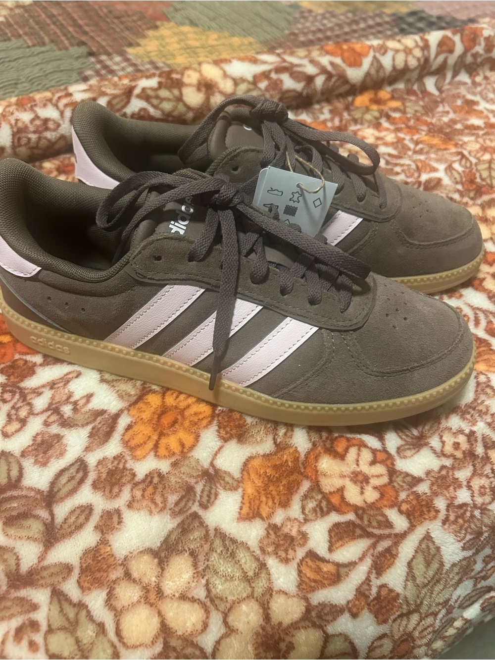adidas Women's Olive Green Suede Sneakers with White Stripes